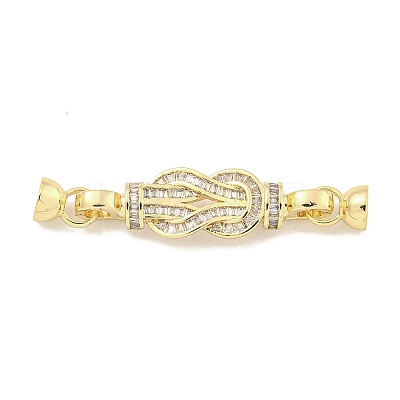 Brass Micro Pave Clear Cubic Zirconia Fold Over Clasps KK-S386-12G-1