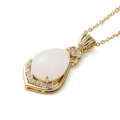 Brass Micro Pave Cubic Zirconia Pendant Necklaces NJEW-E106-09KCG-01-1