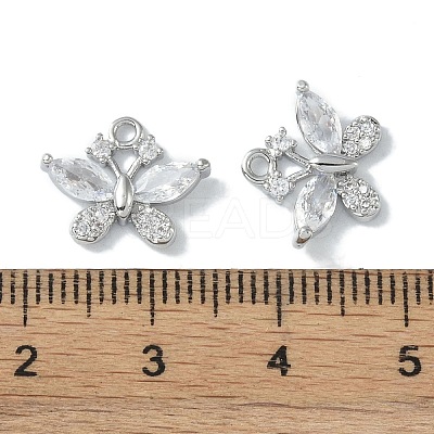 Brass Micro Pave Clear Cubic Zirconia Charms KK-H482-09P-01-1