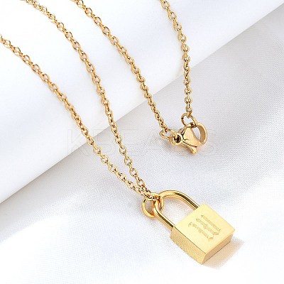 304 Stainless Steel Rolo Chain Pendant Necklaces NJEW-S444-01G-23-1