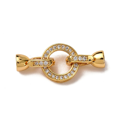 Ring Brass Micro Pave Clear Cubic Zirconia Fold Over Clasps KK-Z121-22G-01-1