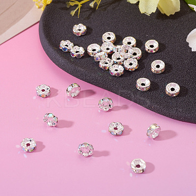 30Pcs 2 Colors Brass Rhinestone Spacer Beads RB-TA0001-29I-1