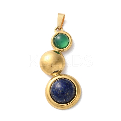 Natural Green Onyx Agate(Dyed & Heated) and Lapis Lazuli Pendants STAS-C120-12G-02-1