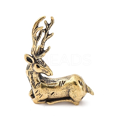 Brass Christmas Elk Display Decoration KK-D370-06AG-1