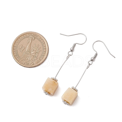 Cube 304 Stainless Steel & Natural Topaz Jade Dangle Earrings EJEW-JE06869-1