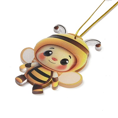 Cute Bees Acrylic Pendant Decoration LS-HJEW-G026-01B-1