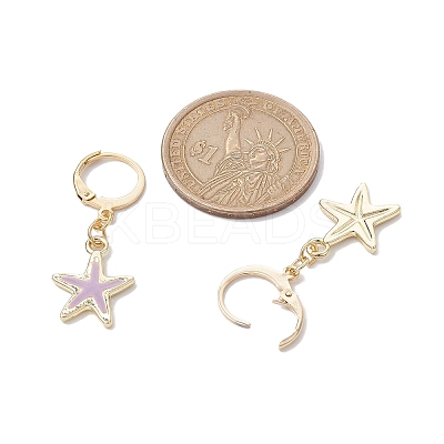 Alloy Enamel Starfish Dangle Leverback Earrings EJEW-JE05602-1