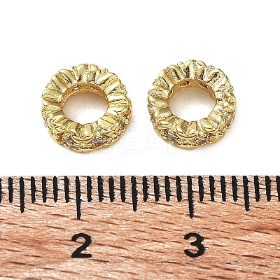 Brass Micro Pave Cubic Zirconia Rondelle European Beads KK-H451-05G-1
