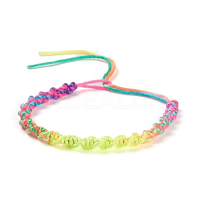 Rainbow Color Polyester Braided Adjustable Bracelet Making for Women BJEW-F454-03-1