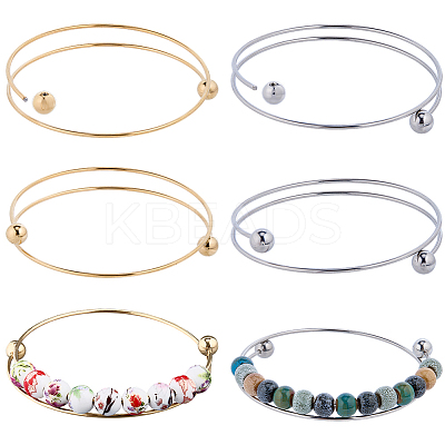 6Pcs 2 Colors Ion Plating(IP) 304 Stainless Steel Bangles Making MAK-BBC0001-22-1