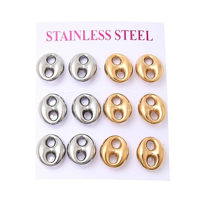 6 Pairs 304 Stainless Steel Stud Earrings EJEW-P340-02A-1