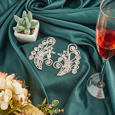 1Pair Brass Rhinestone Wedding Dress Decoration Accessories FIND-GF0006-54-1