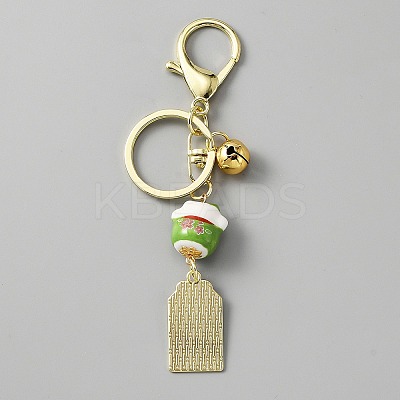 Japanese Maneki Neko Brass Bell Pendant Keychain KEYC-WH0036-13LG-04-1