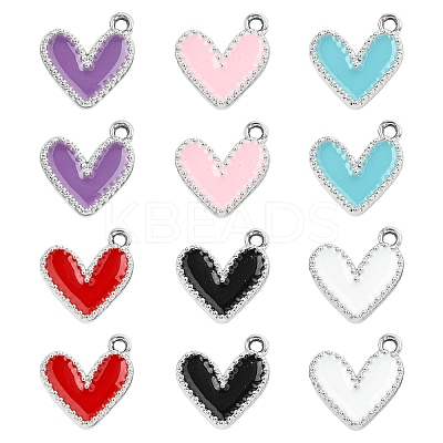 12Pcs 6 Colors Rack Plating Alloy Enamel Charms ENAM-YW0004-94A-1