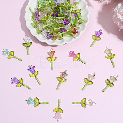 60Pcs Glass Pendants PALLOY-BM00032-1