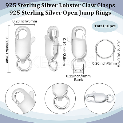 3Pcs 925 Sterling Silver Lobster Claw Clasps STER-SC0001-72-1