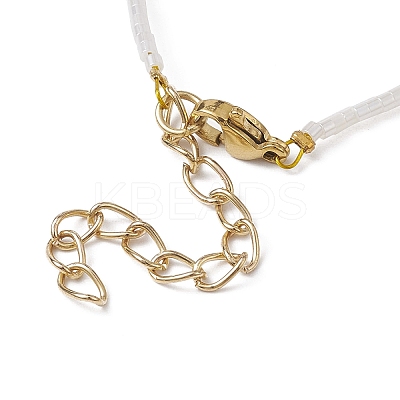 Evil Eye Lampwork & Glass Seed Beaded Bracelet with Real 18K Gold Plated 304 Stainless Steel Clasps BJEW-JB09998-05-1