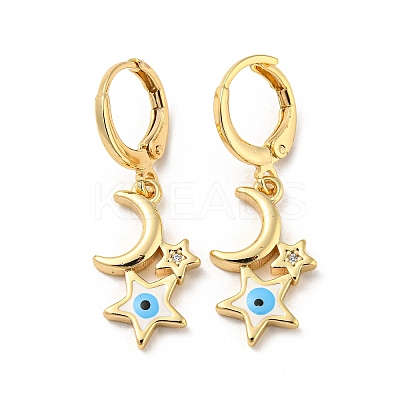 Real 18K Gold Plated Brass Dangle Leverback Earrings EJEW-A033-18G-04-1