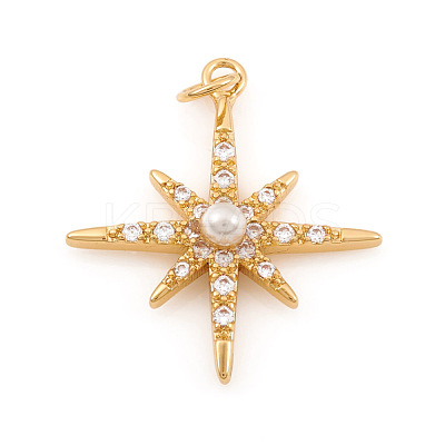 Brass Micro Pave Cubic Zirconia Charms ZIRC-G169-06G-1