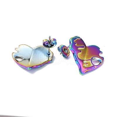 Ion Plating(IP) 304 Stainless Steel Heart Stud Earrings for Women EJEW-F300-03MC-1