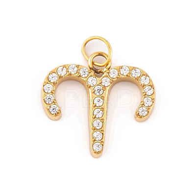 316 Stainless Steel Micro Pave Cubic Zirconia Pendants STAS-K284-01A-G-1