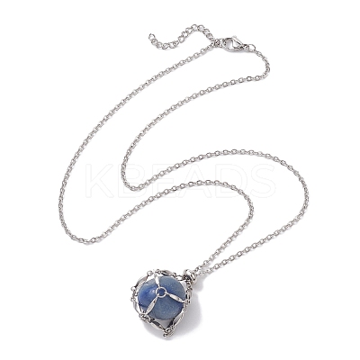 Crystal Stone Cage Pendant Necklaces NJEW-JN04755-02-1
