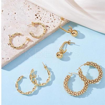 Stainless Steel Round Twist Stud Earrings Women JE1106A-1