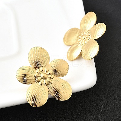 304 Stainless Steel Flower Stud Earrings EJEW-P312-03B-G-1