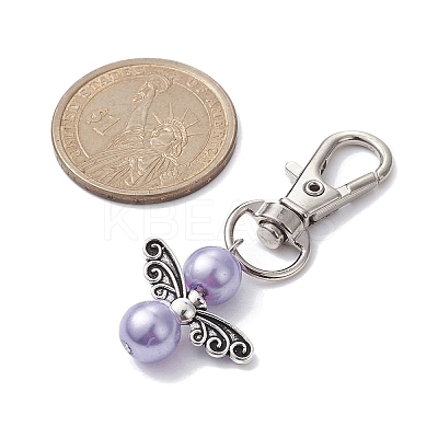 Angel Alloy & Glass Pearl Beads Pendants Decorations HJEW-JM01293-1