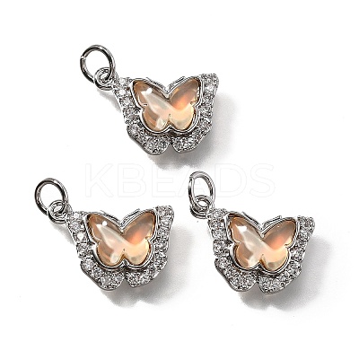 Brass Micro Pave Cubic Zirconia Pendants KK-Q043-03P-03-1
