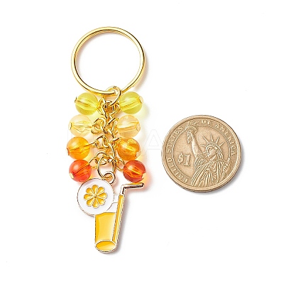 4Pcs Flower/Bee/Orange Juice Alloy Enamel Pendant Keychain KEYC-JKC00412-05-1