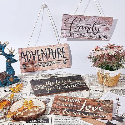Natural Wood Hanging Wall Decorations for Front Door Home Decoration AJEW-FG0001-26-1