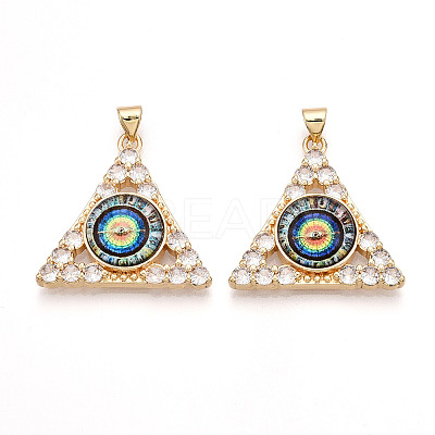 Brass Micro Pave Clear Cubic Zirconia Pendants for Women KK-T070-90A-04-1