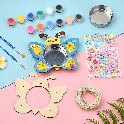 DIY Unfinished Wood Butterfly Shape Pet Feeder Kits for Children's Crafts ST-CJ0009-3-1