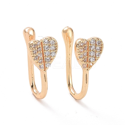 Clear Cubic Zirconia Heart Cuff Earrings ZIRC-I064-05G-1