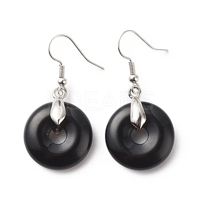 Gemstone Donut Dangle Earrings EJEW-G300-01P-1