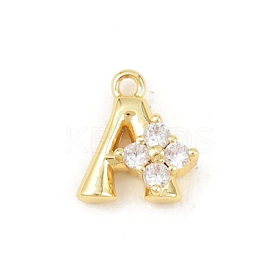 Brass Micro Pave Clear Cubic Zirconia Charms KK-Z151-18G-A-1