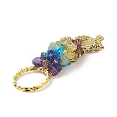 Chakra Natural Gemstone Chip Pendant Keychain KEYC-JKC00414-01-1