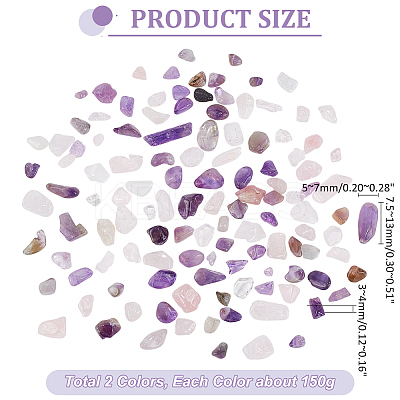 Natural Amethyst and Natural Rose Quart Chips Beads G-PH0031-02-1