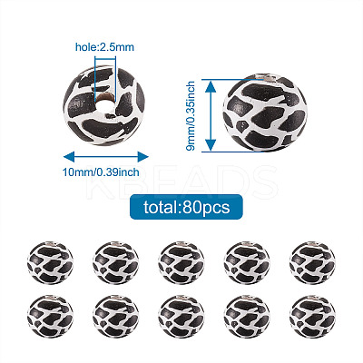 Printed Natural Wooden Beads WOOD-TA0001-57-1
