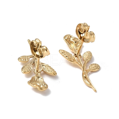 Ion Plating(IP) 304 Stainless Steel Flower of Life Stud Earrings for Women EJEW-F300-08G-1