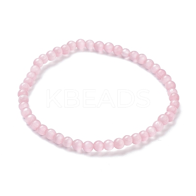 Round Cat Eye Beads Stretch Bracelets for Girl Women BJEW-A117-A-12-1
