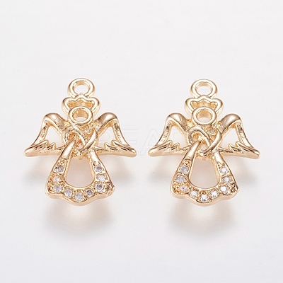 Brass Micro Pave Cubic Zirconia Charms KK-I613-09KCG-1