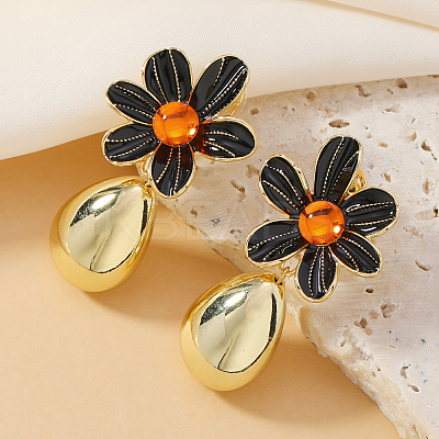 Elegant Daisy Tassel Teardrop Alloy Stud Earrings in Country Style Alloy Ear Jewelry ML0923-1