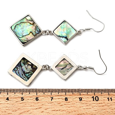 Brass Natural Abalone Shell Dangle Earrings EJEW-F388-01E-P-1