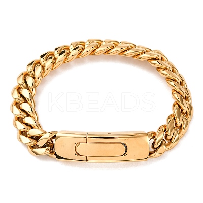 304 Stainless Steel Cuban Link Chain Bracelets for Men Women BJEW-C124-02G-1