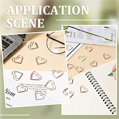 100Pcs Heart Shape Iron Paper Clips TOOL-WH20002-03A-P-1