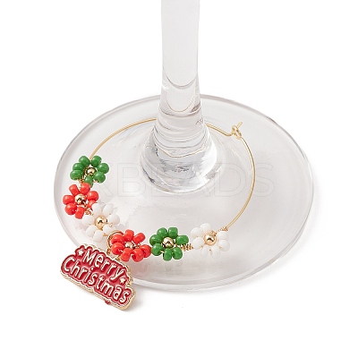 Christmas Theme Alloy Enamel Wine Glass Charms AJEW-JO00188-1