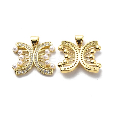 Brass Clear Cubic Zirconia Pendants KK-G446-13G-1
