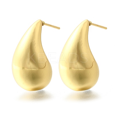 Rack Plating Brass Twist Teardrop Stud Earrings for Women LS-EJEW-K247-02G-1
